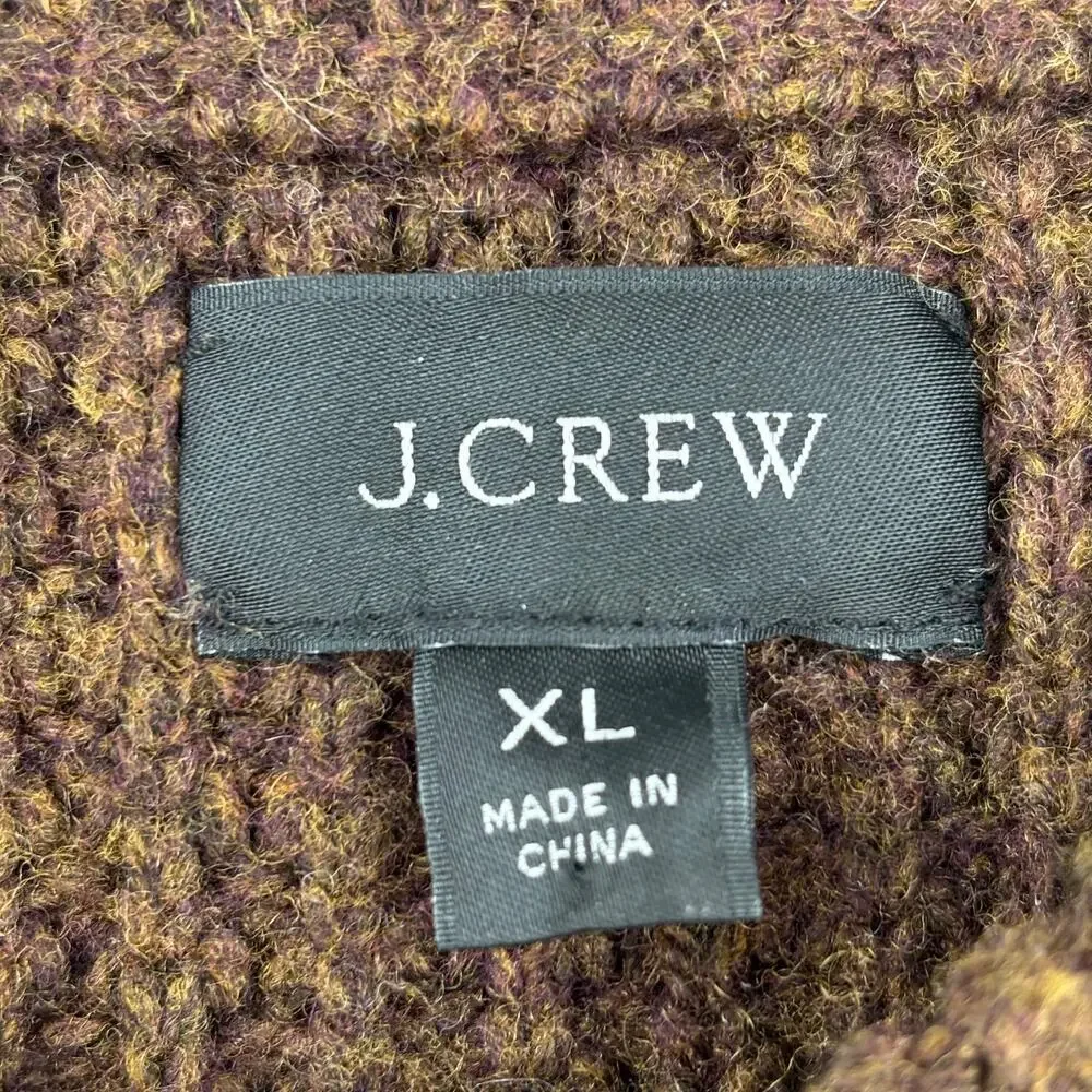 J.‎ Crew Rugged Merino Wool Sweater Men's Size XL Tan Brown Cable Knit Pullover